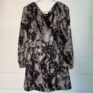 Suki + Solaine Elegant Galatea Print Crepe Longsleeve Mini Dress, Women’s M